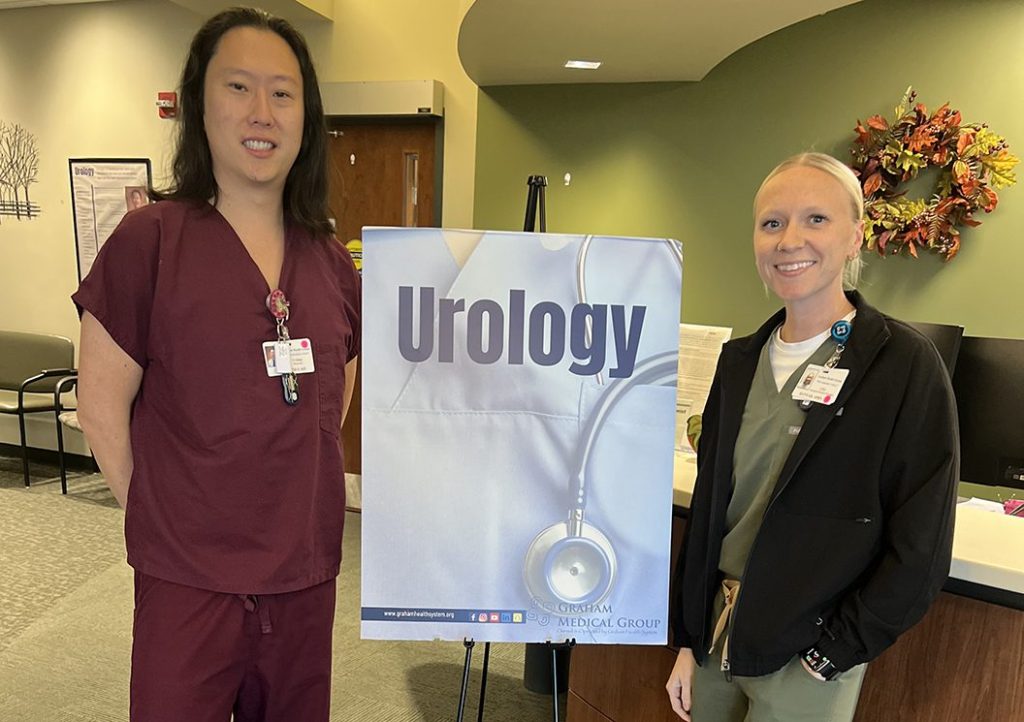 Dr. David Cao, left, and Hannah Erickson, APRN, of Graham Health System.