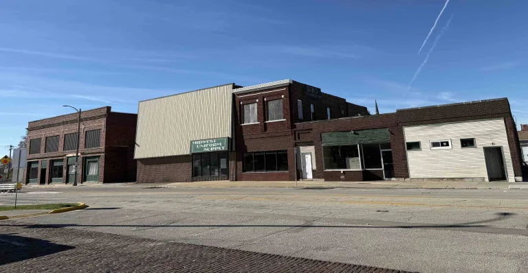 The four buildings slated for demolition at 224-240 S. Seminary Street (shown here just to the right of the still-operating Penn’s Used Furniture, far left) could come down as soon as the City Council approves the contract Monday night.