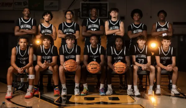 The 2025-26 Galesburg High School boys basketball team.
