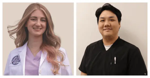 Portraits of new dentists Jazmin Johnson and David Jun at Knox Community Health Center in Galesburg