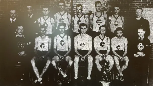 1934 Corpus Christi Galesburg state basketball championship team portrait