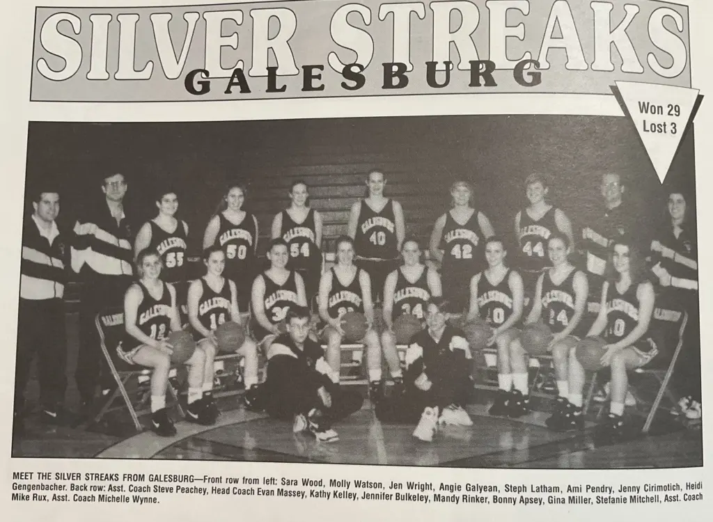 intage Galesburg Silver Streaks girls basketball team photo from 1990s