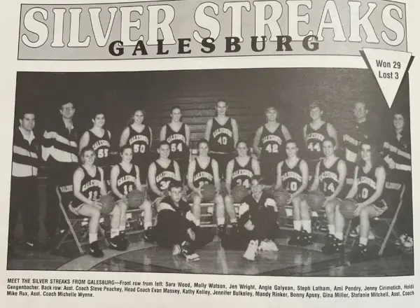 intage Galesburg Silver Streaks girls basketball team photo from 1990s