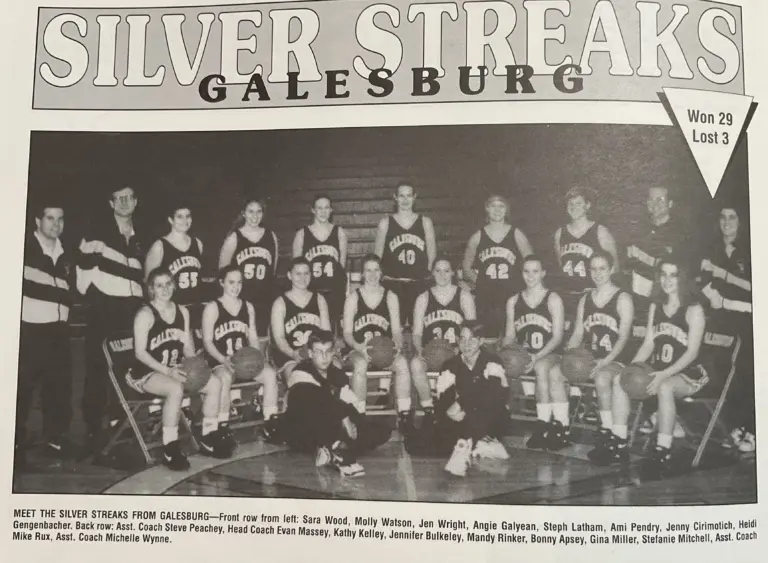 intage Galesburg Silver Streaks girls basketball team photo from 1990s