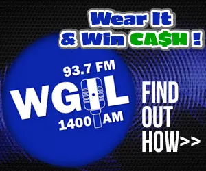 WGIL Button Wear It and Win logo