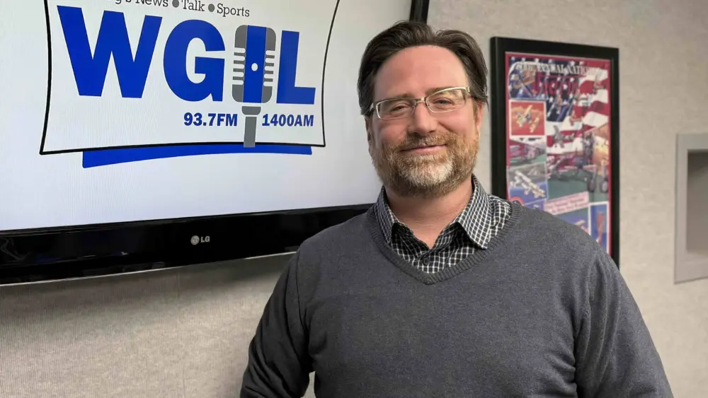 Andrew Driscoll in WGIL studio discussing The Orpheum Theatre's 2025 success