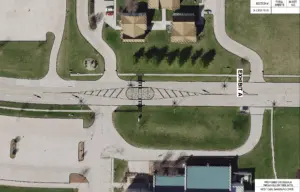 Conceptual plan for proposed crosswalk with pedestrian refuge island on West Carl Sandburg Drive near the Galesburg YMCA and Hollow Tree Apartments