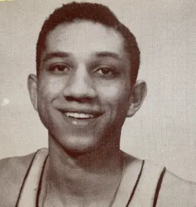 Portrait of Al Williams from the 1957 Galesburg High School Silver Streaks basketball team