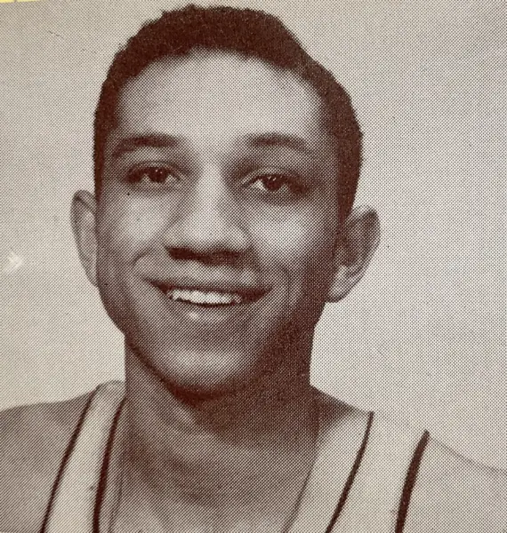 Portrait of Al Williams from the 1957 Galesburg High School Silver Streaks basketball team