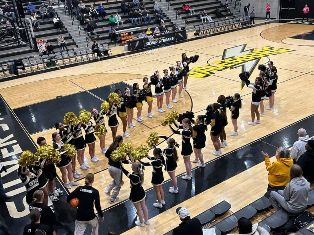 GHS girls basketball takes the court at John Thiel Gym.
