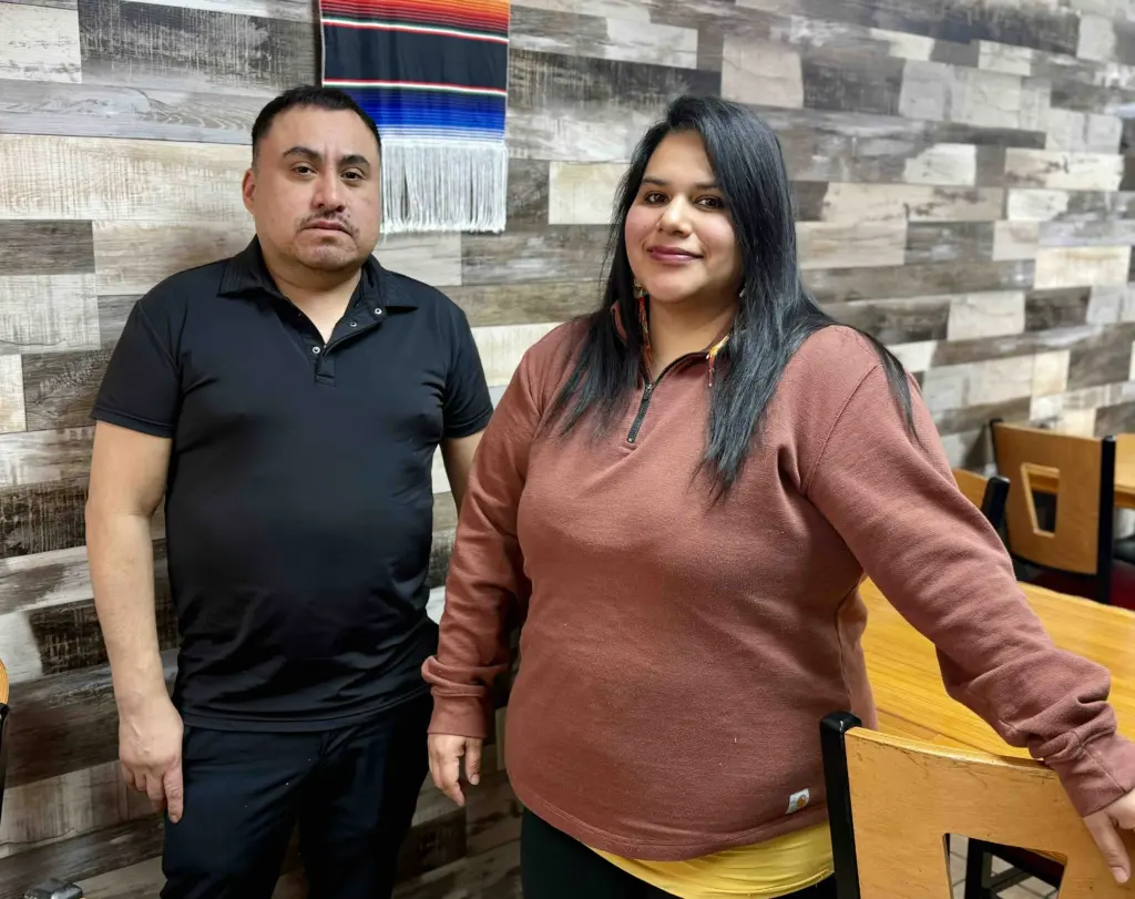 Antonio Flores and Maria Ceron, owners of Little Mexico Galesburg, stand inside the restaurant space on South Academy Street, Galesburg Illinois