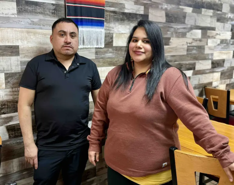 Antonio Flores and Maria Ceron, owners of Little Mexico Galesburg, stand inside the restaurant space on South Academy Street, Galesburg Illinois