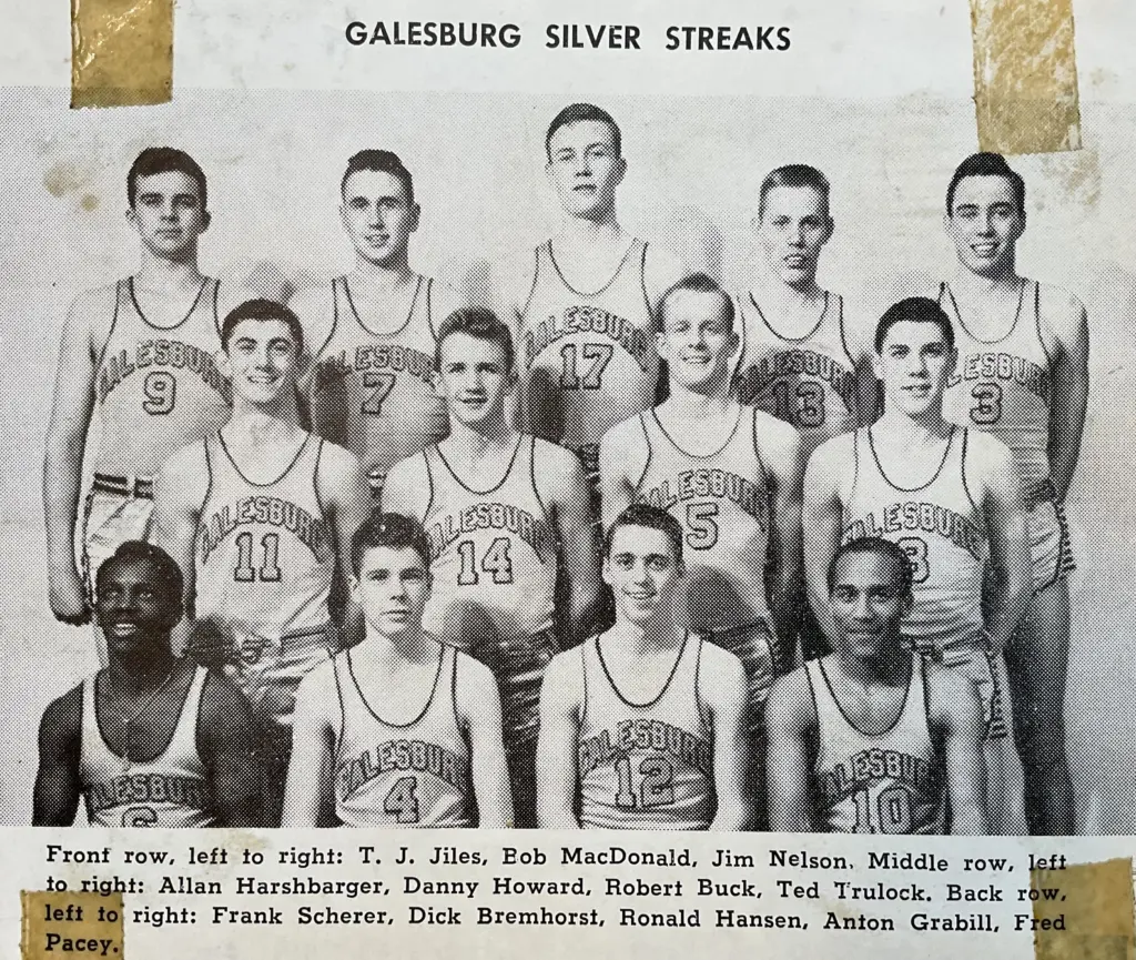 Galesburg High School Silver Streaks basketball team in 1951, the first team in 36 years to include African-American players under coach Ken Menke
