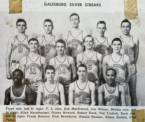 Galesburg High School Silver Streaks basketball team in 1951, the first team in 36 years to include African-American players under coach Ken Menke