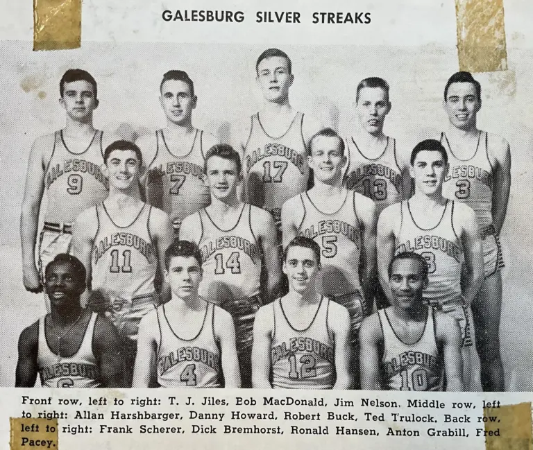Galesburg High School Silver Streaks basketball team in 1951, the first team in 36 years to include African-American players under coach Ken Menke