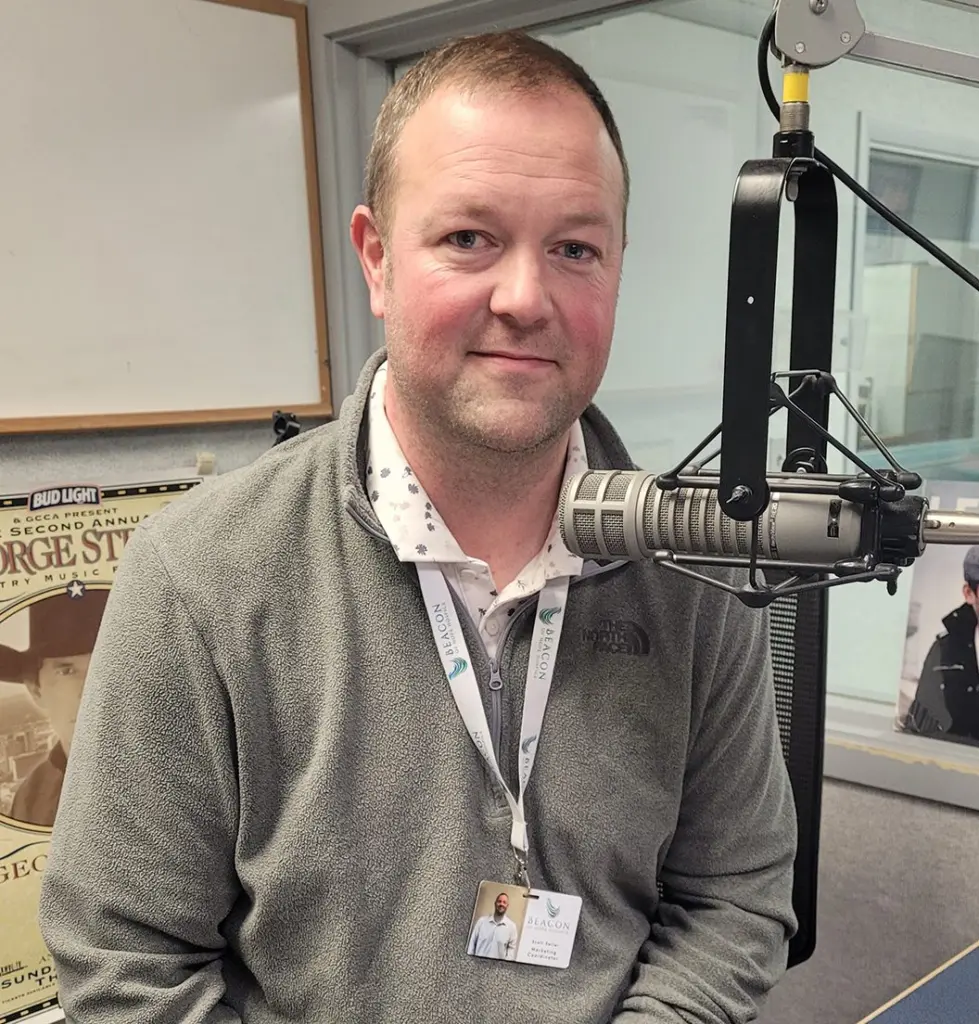 Scott Swiler at WGIL studios discussing hospice care