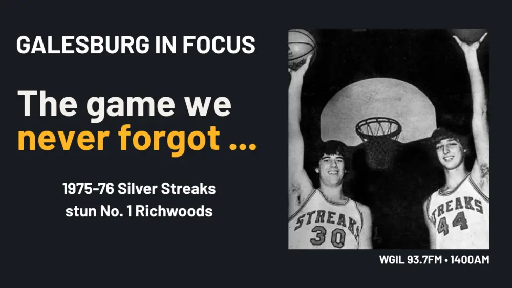Mike Campbell and Scott Kelley in Galesburg Silver Streaks uniforms during the 1975-76 season