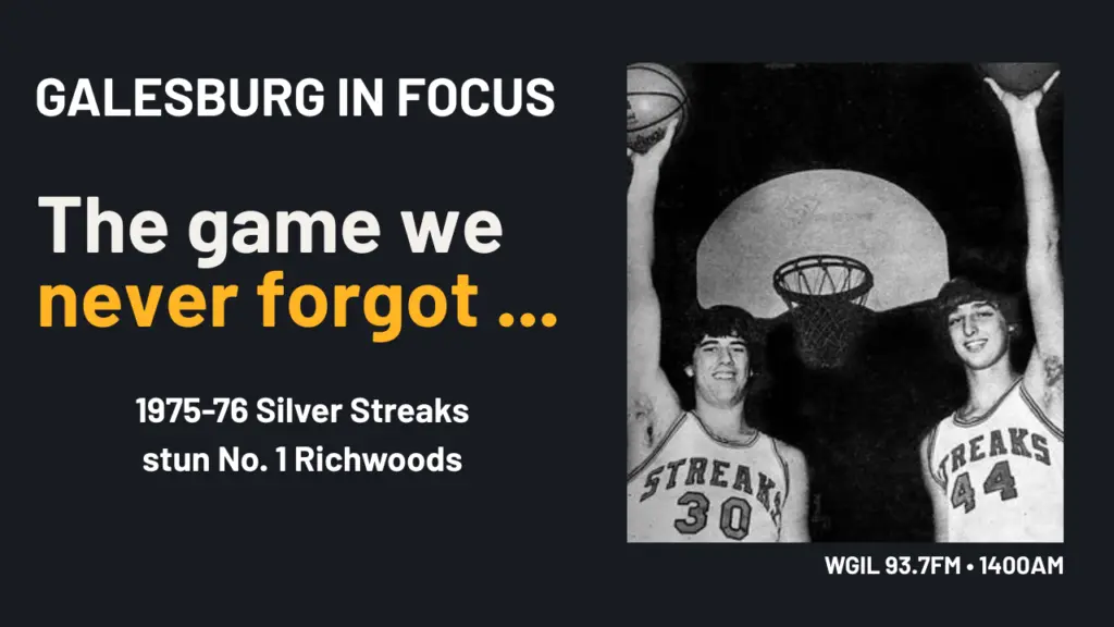 Mike Campbell and Scott Kelley in Galesburg Silver Streaks uniforms during the 1975-76 season