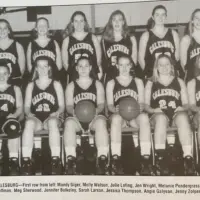 Galesburg High School girls basketball team photo featuring Sarah Larson and teammates.