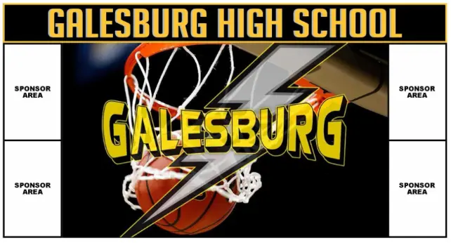 Rendering of proposed video board for John Thiel Gym at Galesburg High School.