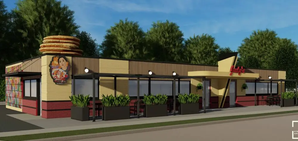 Architectural rendering of the renovated Judy's Family Cafe at 1195 N. Broad St., Galesburg, Illinois.