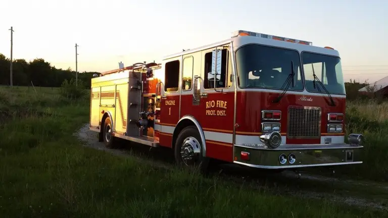 ALT TEXT: Rio Fire Protection District Engine 1 fire truck, Knox County, Illinois