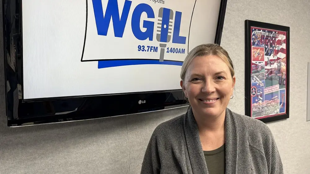 Kara Downin, Knox County Soil and Water Conservation District, in studio at WGIL for Galesburg's Morning News