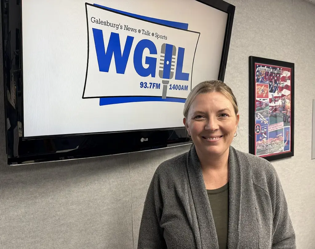 Kara Downin, Knox County Soil and Water Conservation District, in studio at WGIL for Galesburg's Morning News