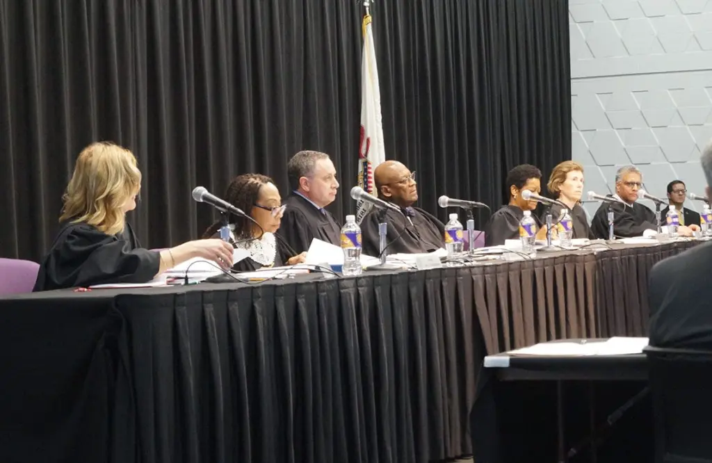 The Illinois Supreme Court held a session on the campus of Western Illinois University in Macomb on Wednesday, March 11, 2026, as part of its tradition of “riding the circuit,” which is meant to make the court more accessible to people in all parts of the state. (Capitol News Illinois photo by Peter Hancock)