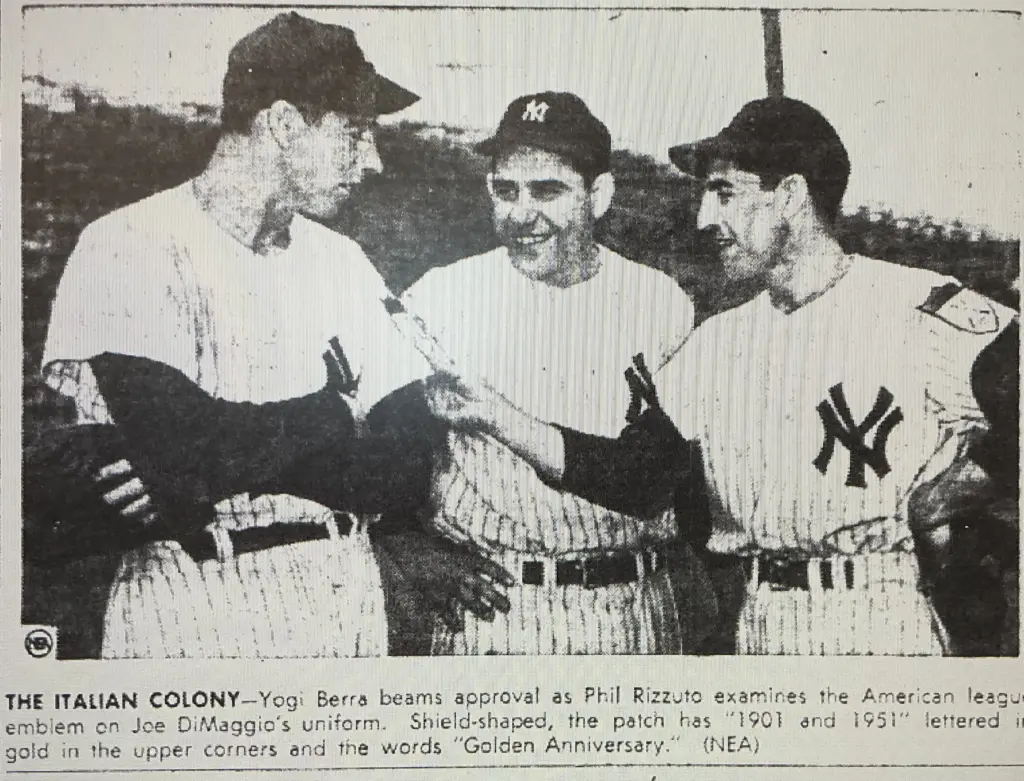 Joe DiMaggio, Yogi Berra, and Phil Rizzuto, New York Yankees Spring Training, 1951