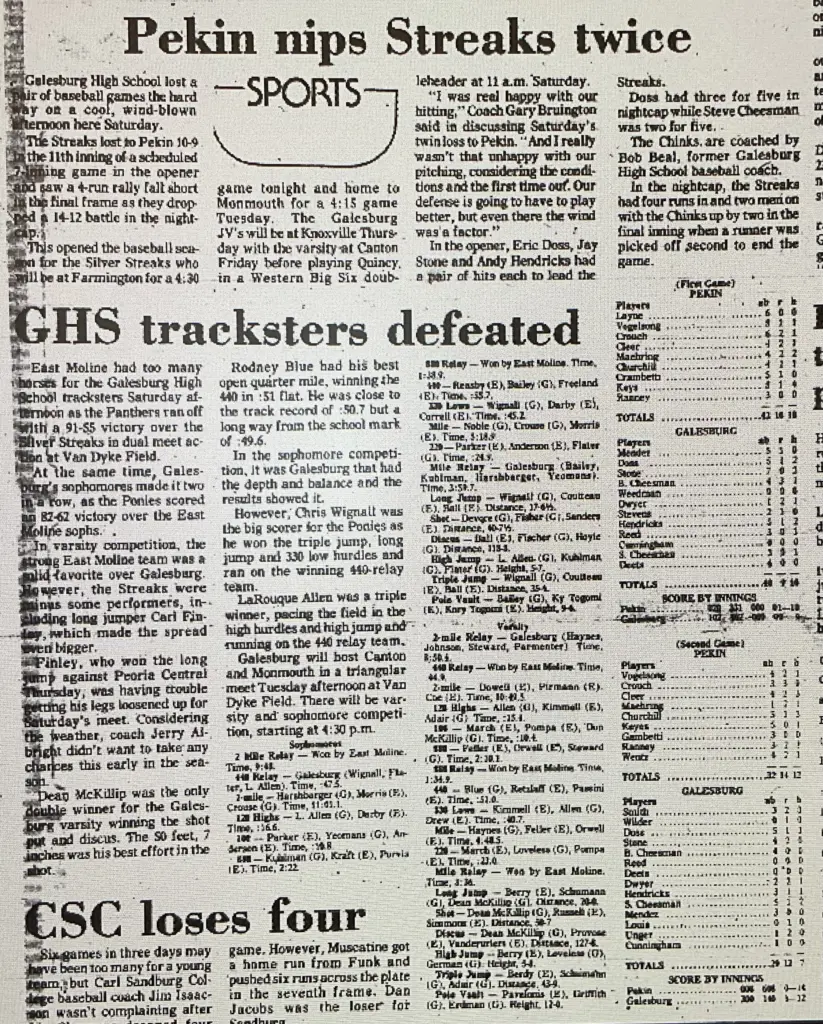 1976 GHS sports page