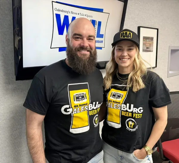 Blake, left, and Lindsay Benedict of Reserve Artisan Ales at WGIL — 4th Annual G-ALES-Burg Beer Fest, Galesburg, IL, April 2026
