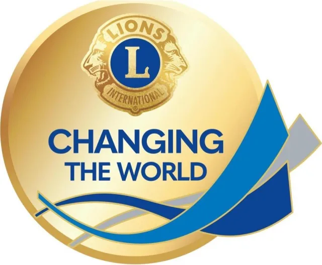 Lions International Logo, featuring the text Changing the World in blue