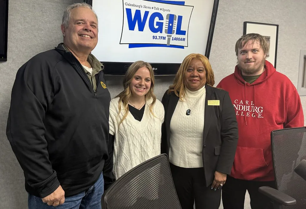 Dan Swanson, Lexy Clay, Deb Grey-Gibson, and Nicholas McMahill at WGIL — Galesburg's Morning News, April 2026