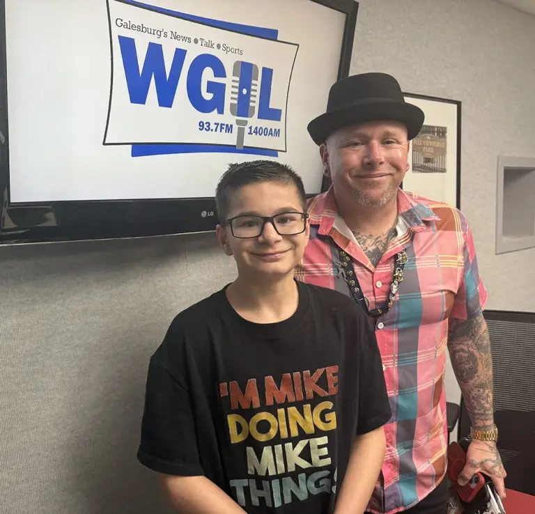 Michael Knight and Jordan Knight at WGIL studios for Galesburg's Morning News, April 15, 2026