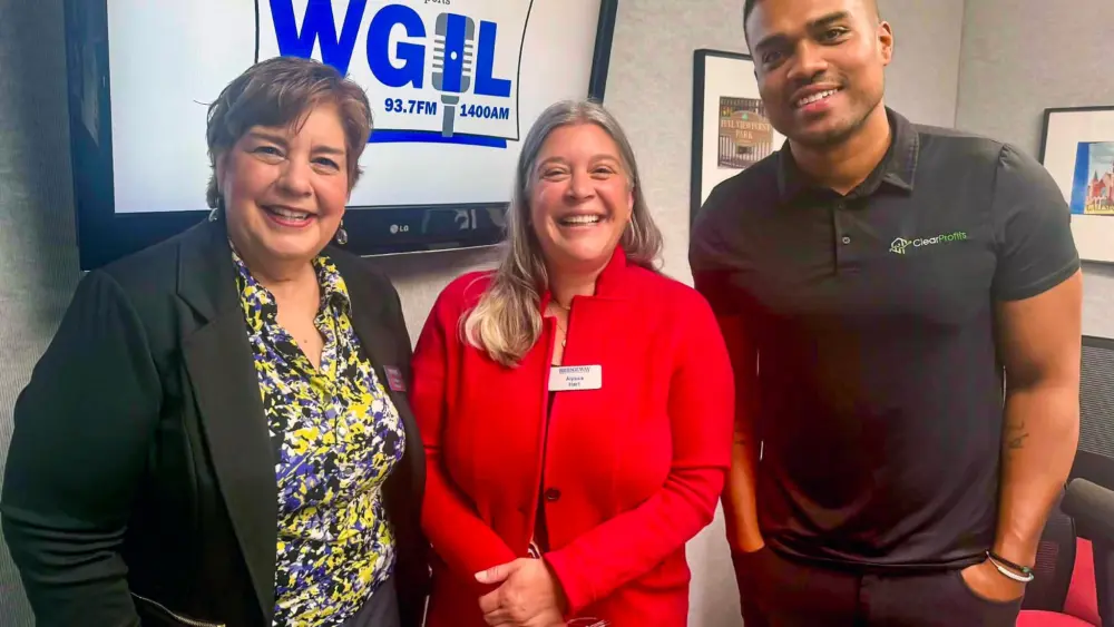Debbie Moehler, Alyssa Hart, and Victor Dantas at WGIL studios, April 16, 2026