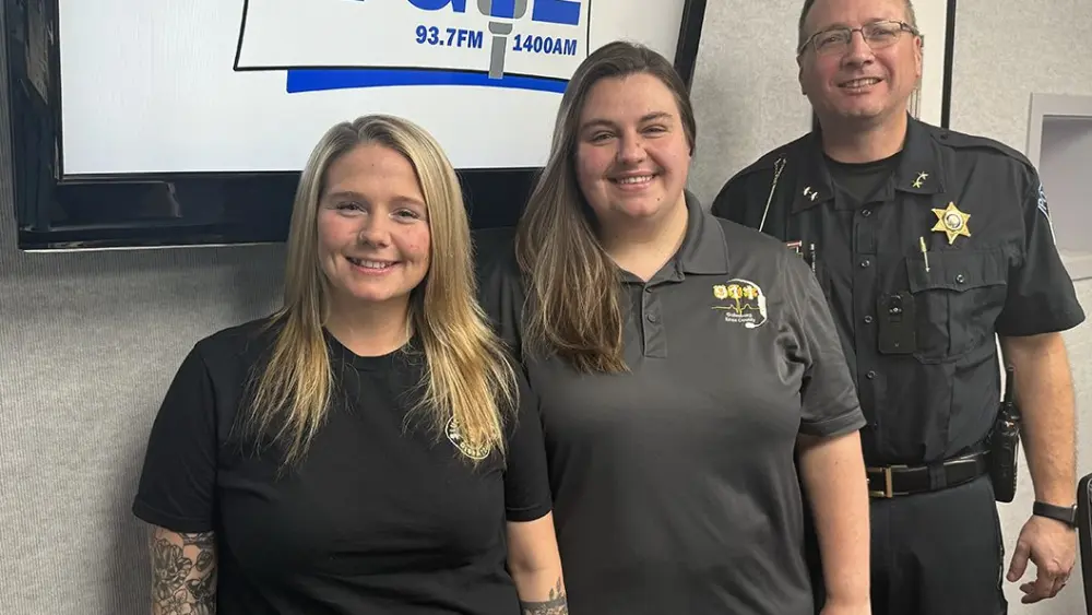 Ashley Aldridge, Samantha Swanson, and Chief Kevin Legate at WGIL studios, April 17, 2026