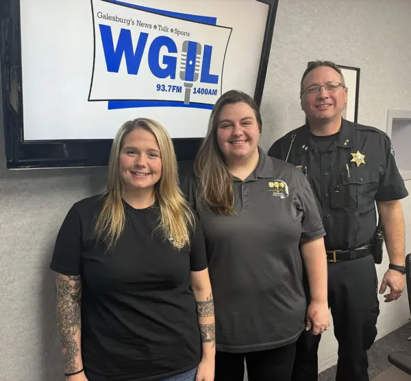 Ashley Aldridge, Samantha Swanson, and Chief Kevin Legate at WGIL studios, April 17, 2026