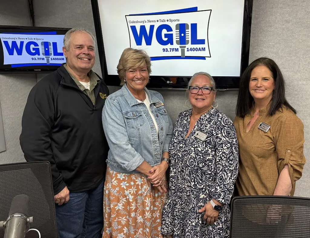 Dan Swanson, Megan Brown, Bridgette Teel, and Tracy Lannholm at WGIL studios