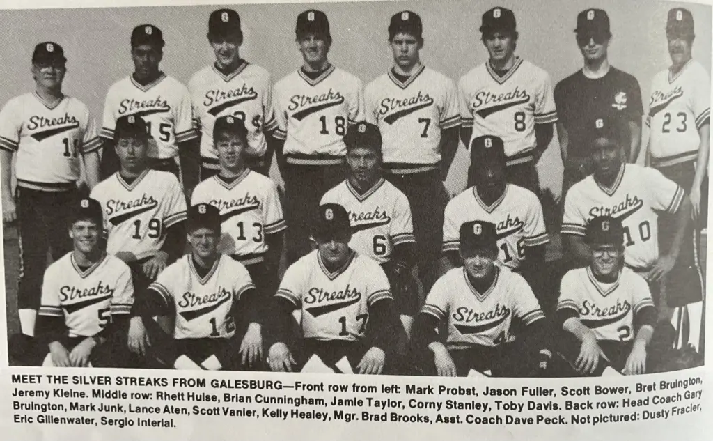 The 1987 Galesburg Silver Streaks baseball team, which reached the IHSA Elite 8.