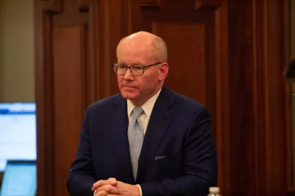 Senate President Don Harmon, D-Oak Park, said state lawmakers need more time to evaluate a U.S. Supreme Court ruling before proceeding with a constitutional amendment. (Capitol News Illinois photo by Jerry Nowicki)