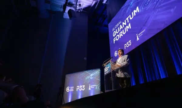 Gov. JB Pritzker speaks at the Global Quantum Forum in Chicago in July 2025. (Capitol News Illinois file photo by Andrew Adams)