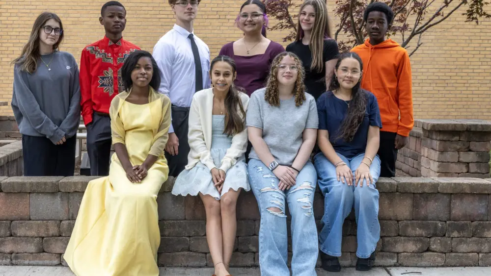 The Gale Scholars Class of 2030 group photo at Galesburg High School