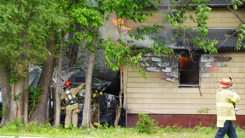 Galesburg Fire Department responding to structure fire at 578 Holton Street on May 12, 2026
