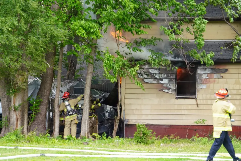 Galesburg Fire Department responding to structure fire at 578 Holton Street on May 12, 2026