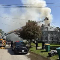 Galesburg Fire Department crews battling structure fire at 441 N. Broad Street on May 15, 2026