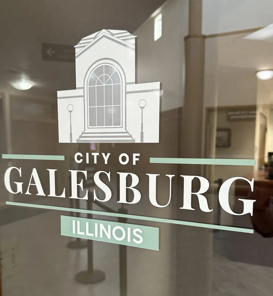 Galesburg seal at Galesburg City Hall