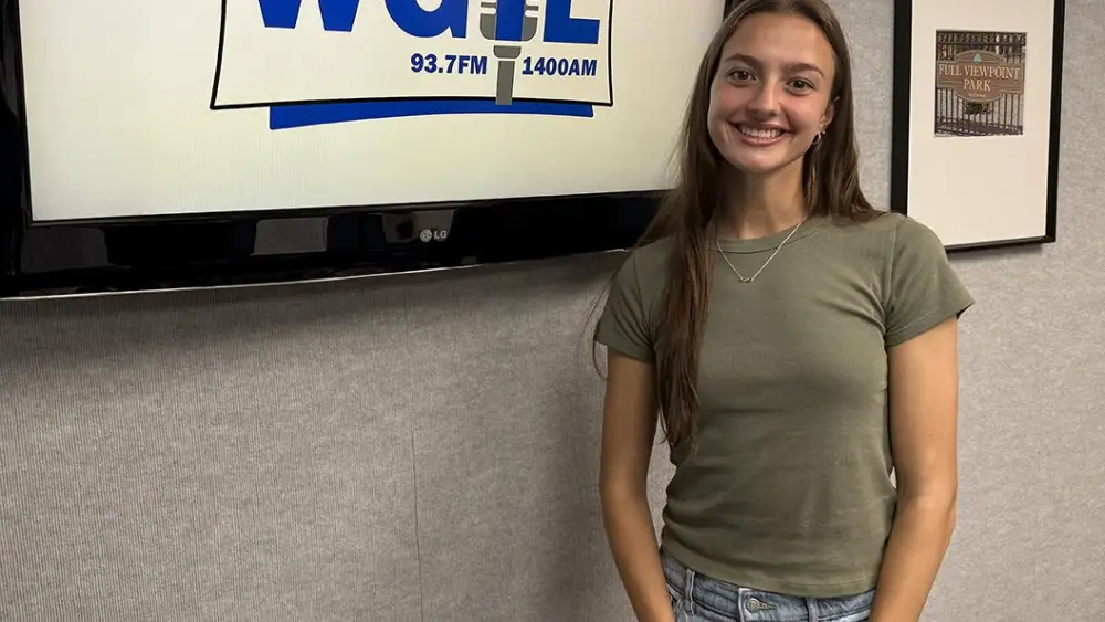 Lily Furrow at WGIL studios in Galesburg, Illinois, May 19, 2026