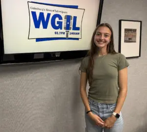 Lily Furrow at WGIL studios in Galesburg, Illinois, May 19, 2026