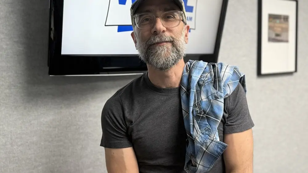 Knox College Director of Creative Writing Nicholas Regiacorte at WGIL studios, May 19, 2026